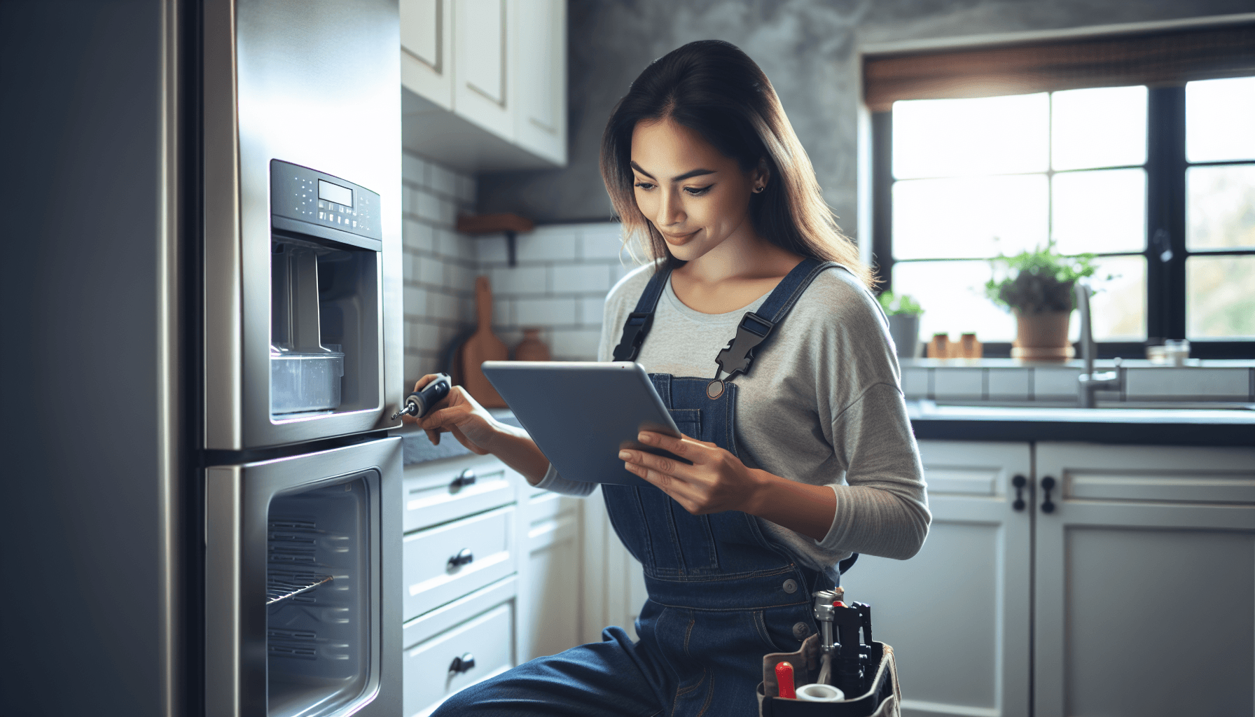 Illustration of appliance repair software interface showcasing workflow management for service technicians