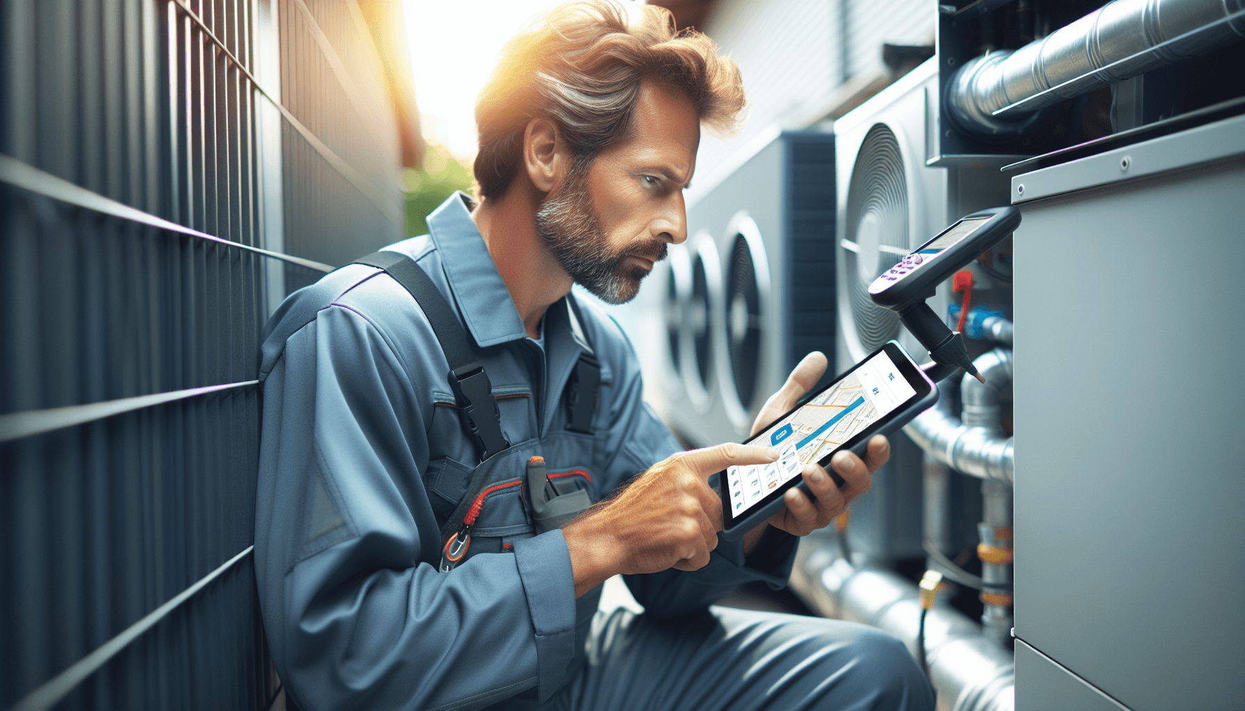 Technician using GPS tracking software in the field