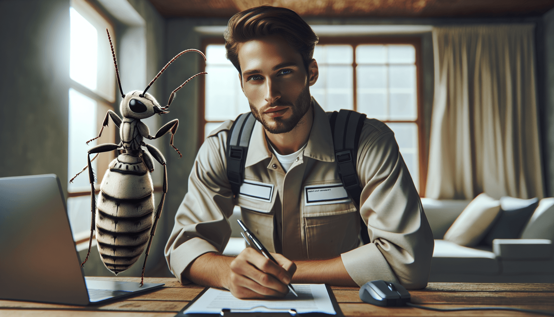 Technician using pest control software on a tablet to manage service operations