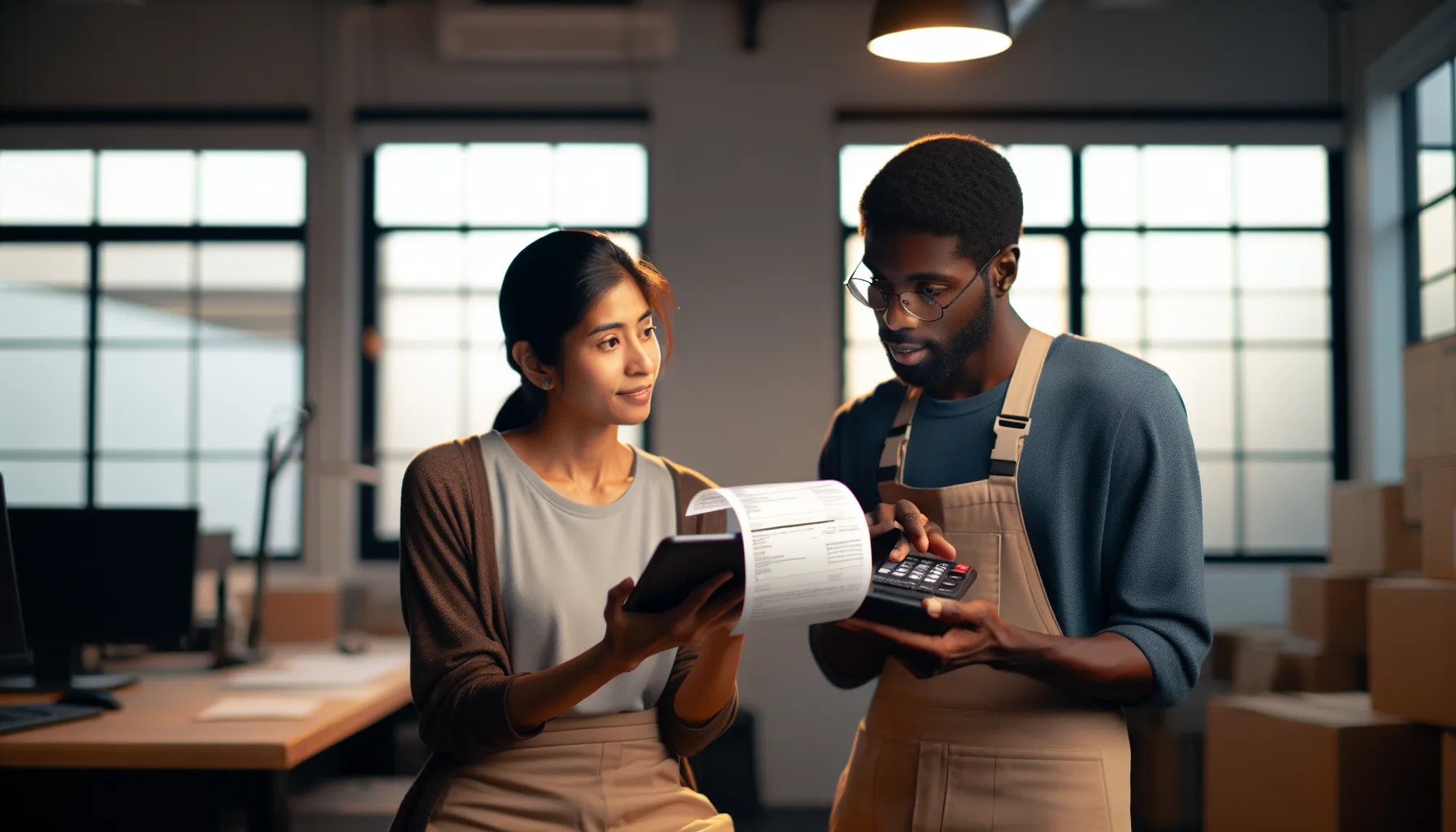 Service Business Professional Reviewing Invoicing Software on a Tablet