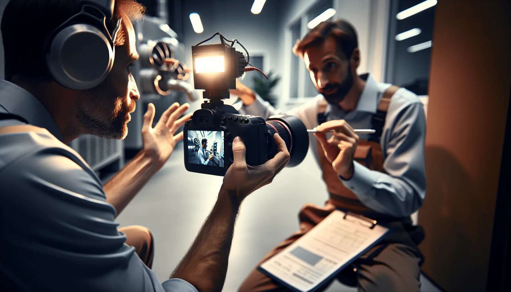 HVAC technician using field service management software on a tablet