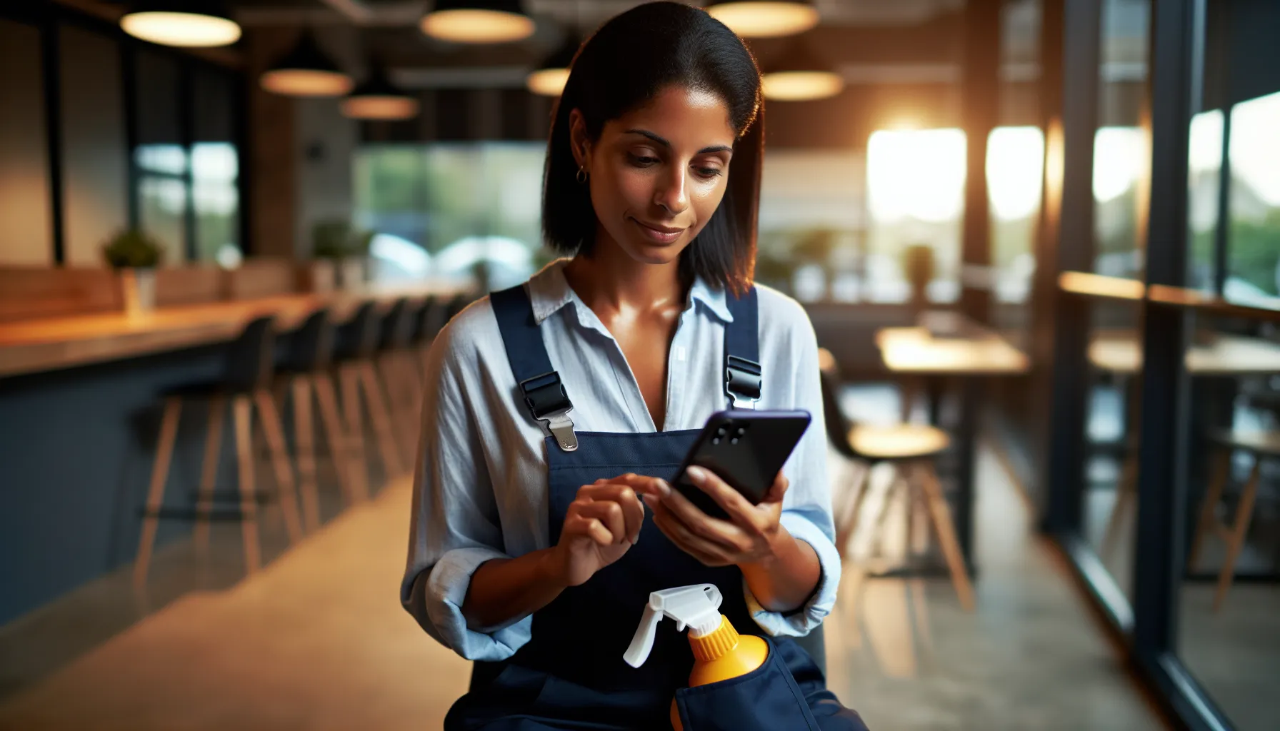 A cleaning business owner optimizing operations with specialized software on a laptop.