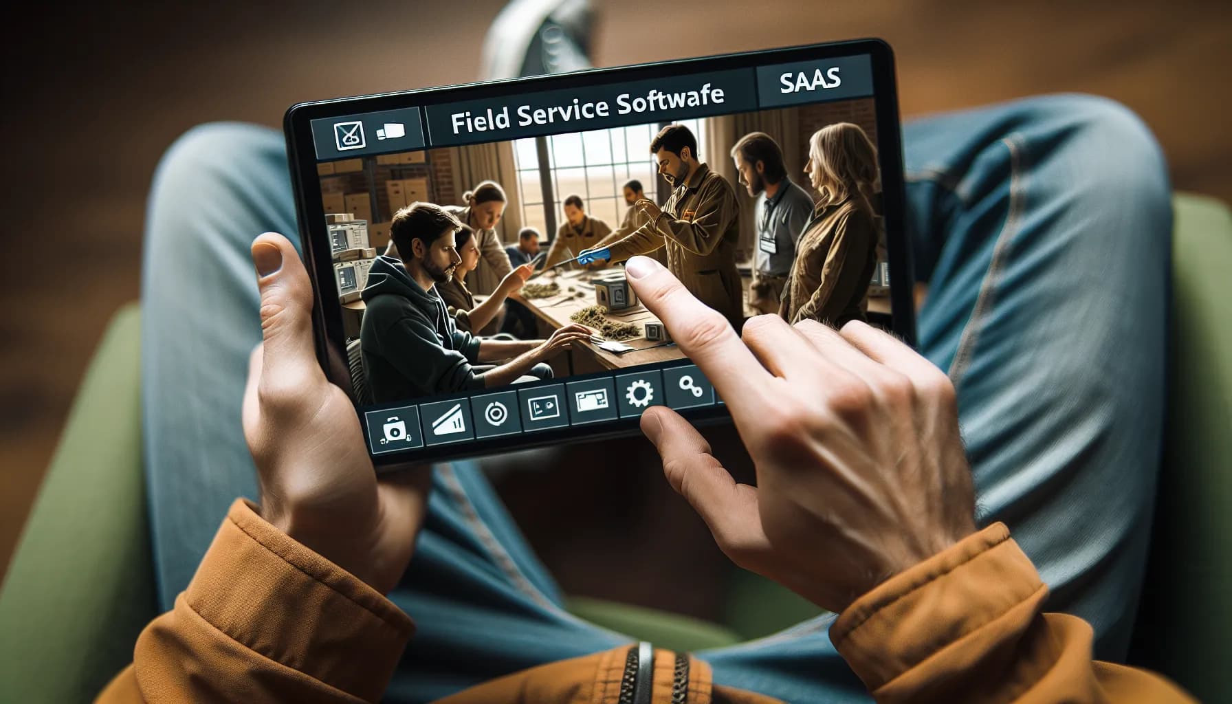 Enhancing Field Service Operations with CRM Solutions Field service technician using CRM software on a tablet outdoors